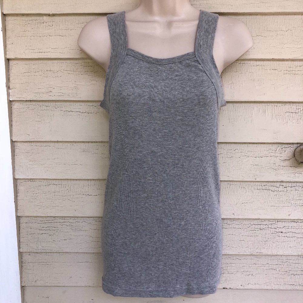 PAPI gray ribbed tank top/S/60%cotton/40%poly